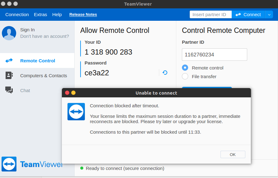 Teamviewer daemon не запущен